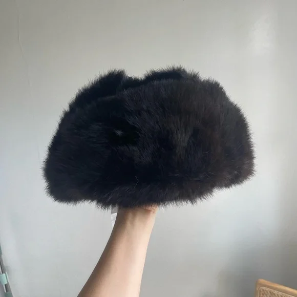 Vintage 60s Russian Mink Fur Ushanka Winter Hat - Picture 6 of 13